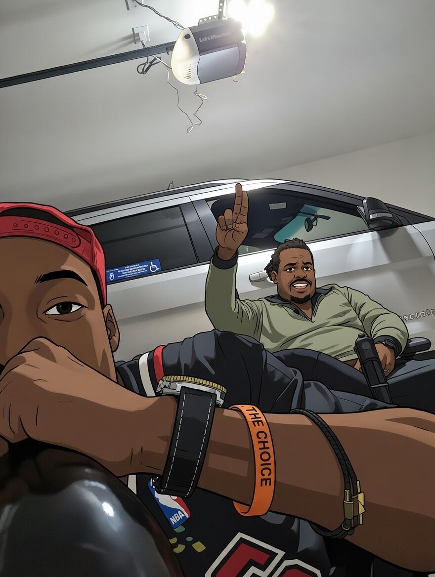 Garage selfie with friend