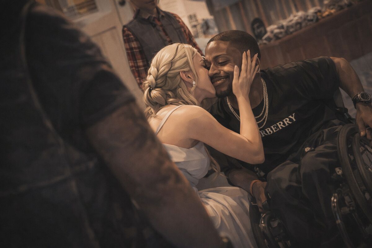 Tender moment at wedding